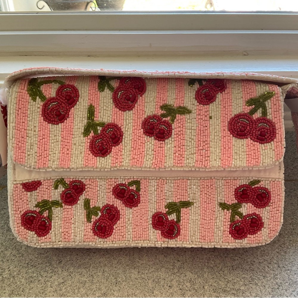 NWT TikTok Viral Cherry Beaded Pink Shoulder Bag
